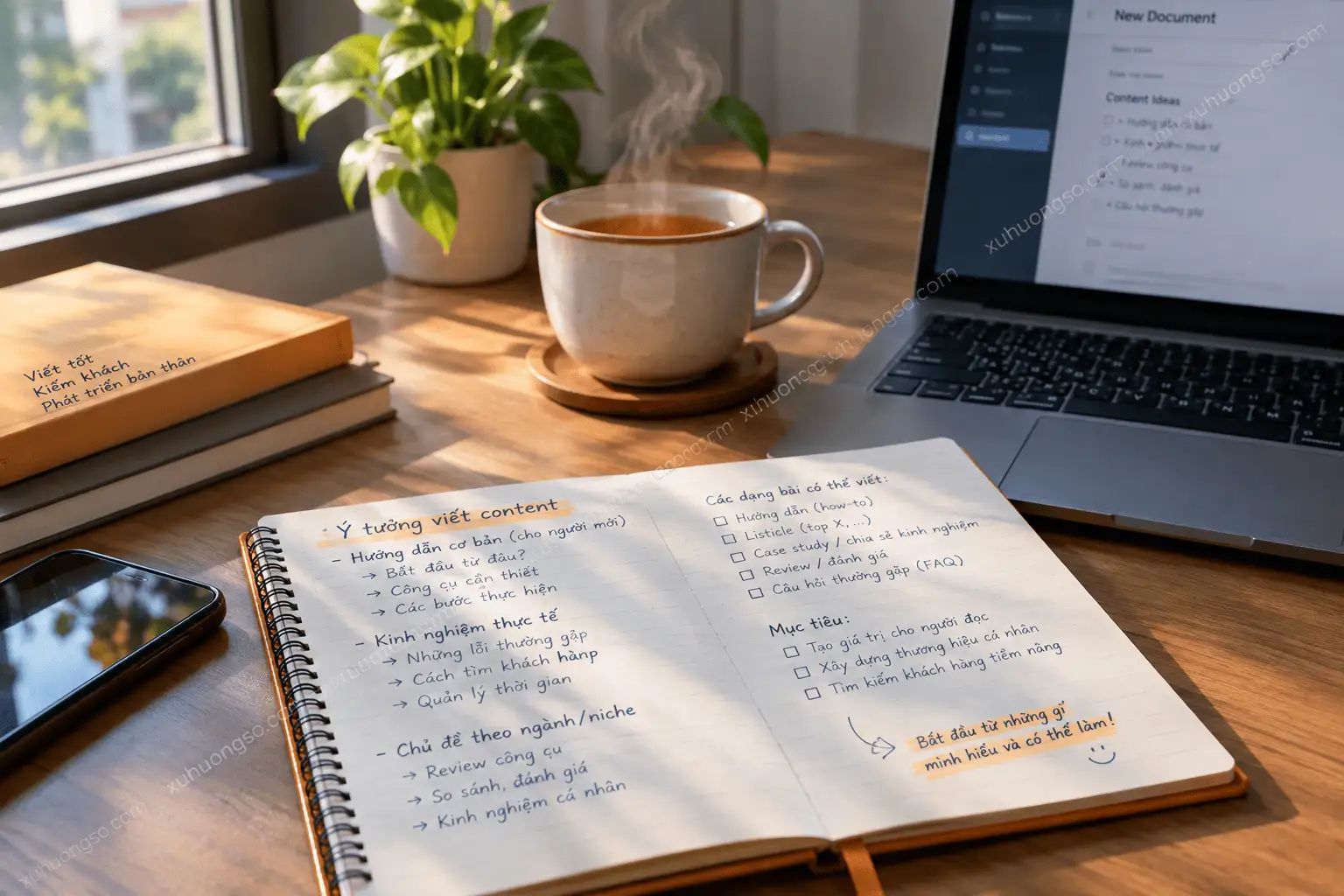 Góc làm việc của freelancer viết content mới bắt đầu tại nhà